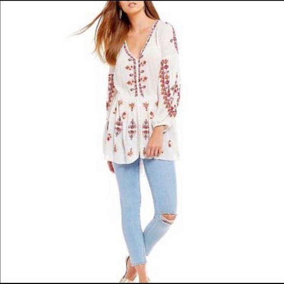 Free People Tops - Free People Ariana Embroidered Tunic Medium